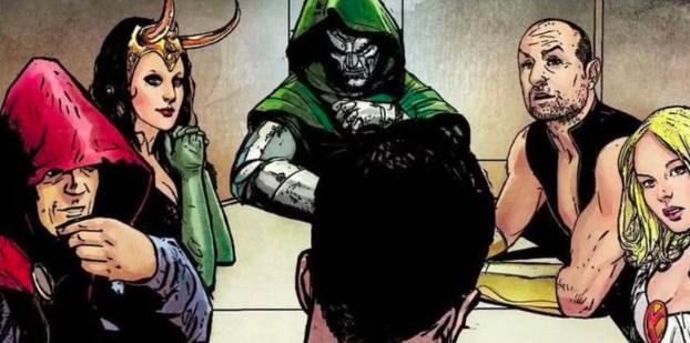 Pertemuan tim Cabal (Dark Illuminati) yang dibentuk oleh Norman Osborn (dok. Marvel)