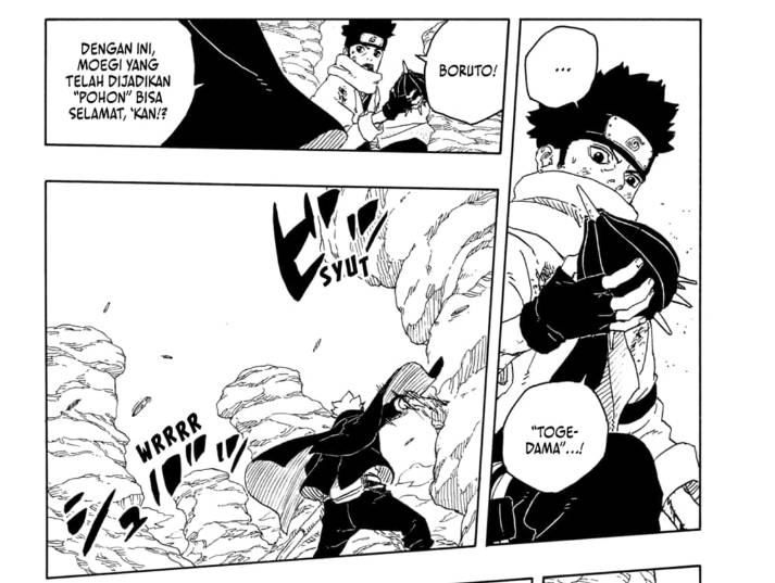 Konohamaru berhasil mendapatkan Togedama Matsuri/mangaplus.shueisha.co.jp