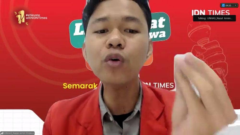 Tim Universitas Hasanuddin, Nazal Amim Firdaus, dalam Liga Debat Mahasiswa 2025 IDN Times. (IDN Times/Abidin)