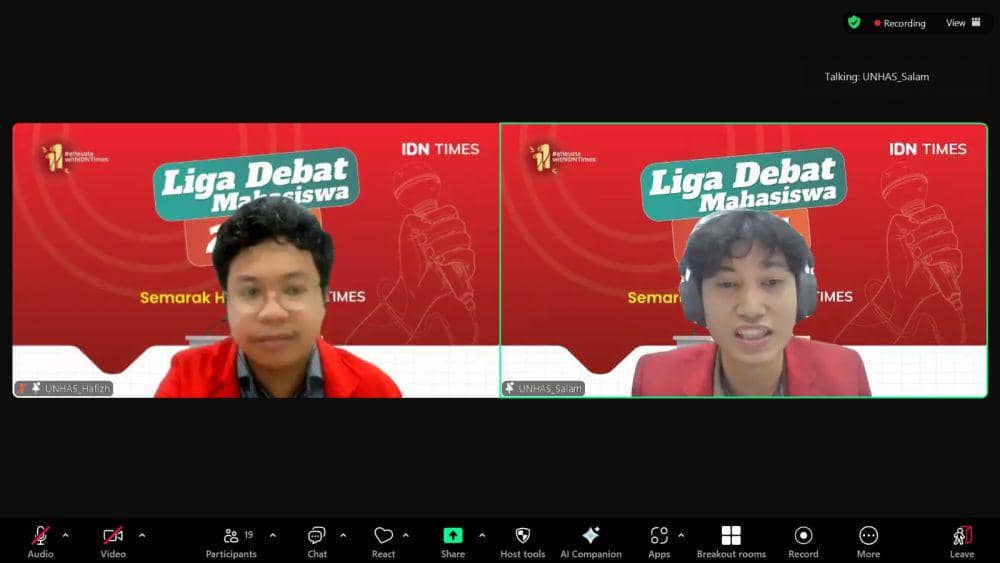Tim Universitas Hasanuddin dalam Liga Debat Mahasiswa 2025 IDN Times. (IDN Times/Abidin)