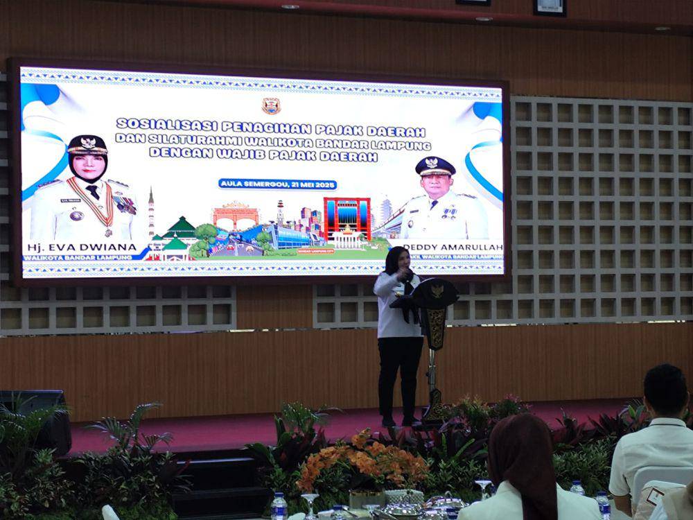 Walikota Bandar Lampung, Eva Dwiana saat memberikan sambutan. (IDN Times/Muhaimin)