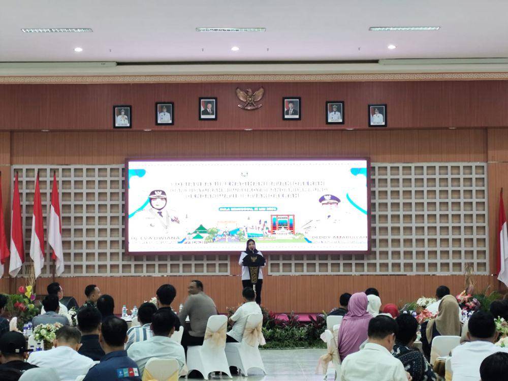 Walikota Bandar Lampung, Eva Dwiana saat memberikan sambutan. (IDN Times/Muhaimin)
