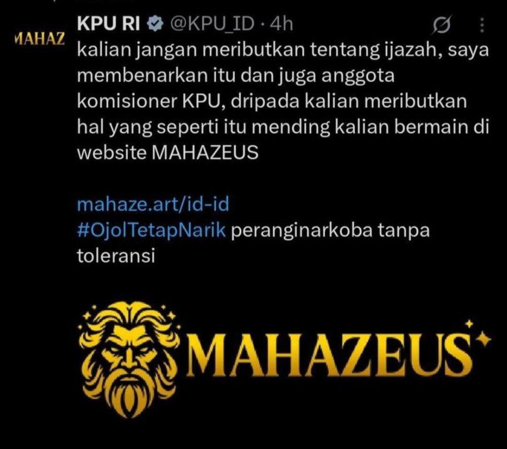 CEK FAKTA: Akun X KPU Posting soal Ijazah Palsu hingga Judol?