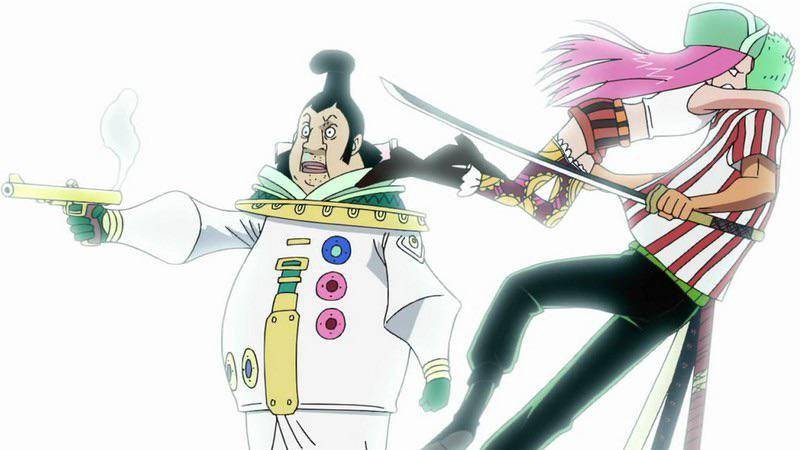 Bonney menyelamatkan Zoro dari Charlos. (dok. Toei Animation/One Piece)