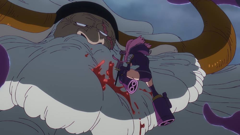 Bonney menusuk Saturn. (dok. Toei Animation/One Piece)