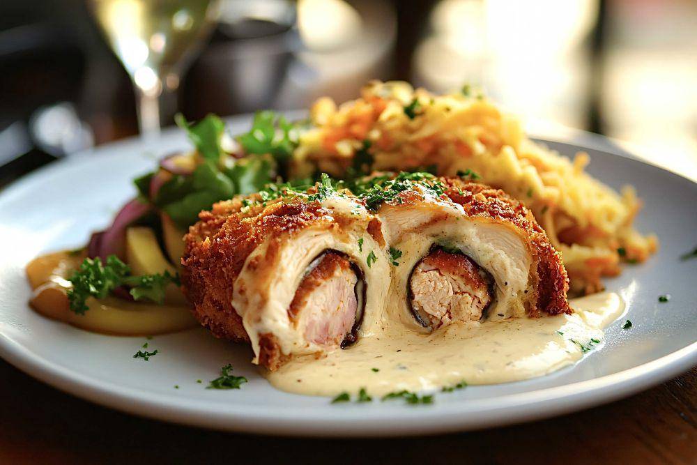ilustrasi chicken cordon bleu (vecteezy.com/Oleh Bilovus )