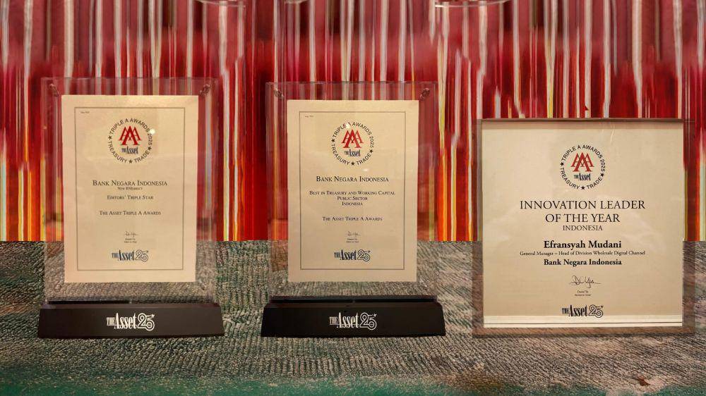 BNI menyabet tiga penghargaan bergengsi dari ajang Triple A Treasurise Awards 2025. (Dok/Istimewa).