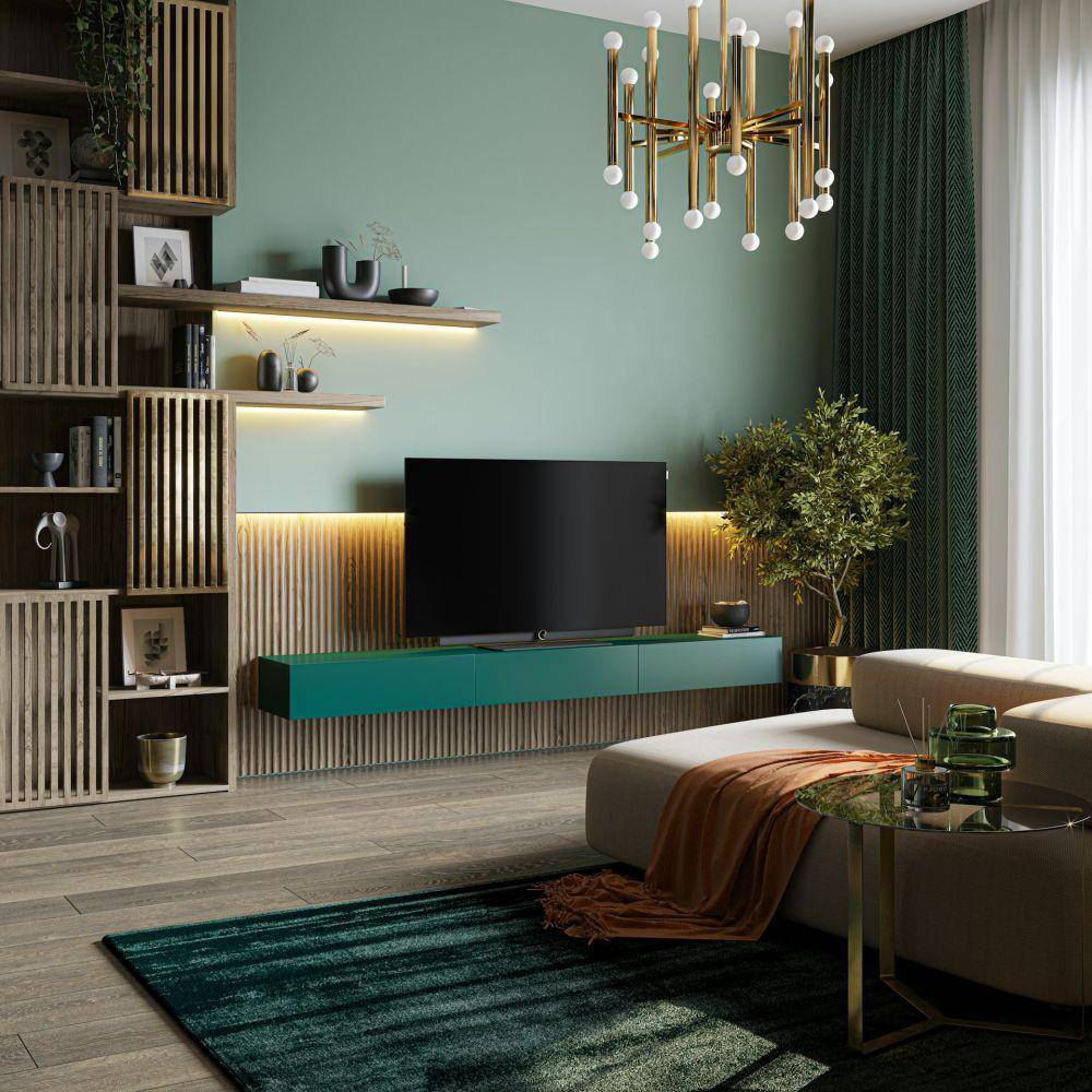desain floating table televisi (unsplash.com/Loewe Technology)