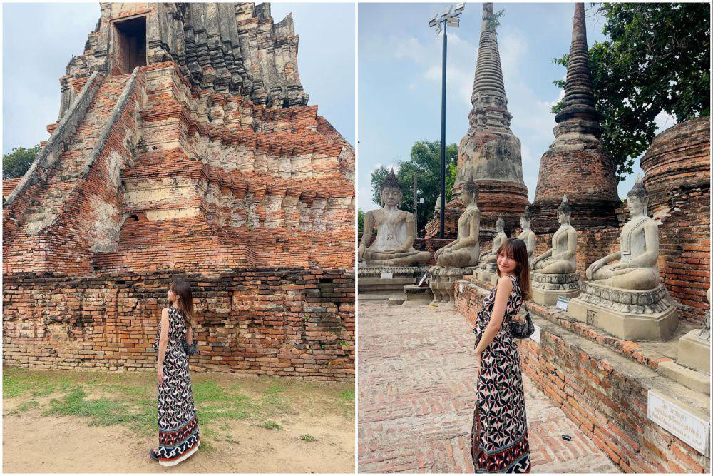 7 Potret Bella Graceva saat ke Kuil Wat Yai Chai Mongkhon di Thailand