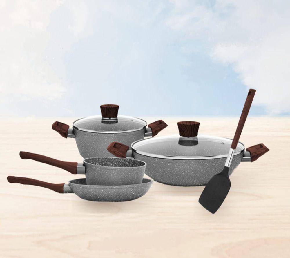 Cypruz Grey Marble Cookware Set 7 (shopee.co.id/Cypruz Wellife Official Store)