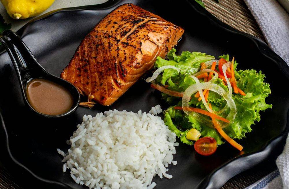 ilustrasi grilled salmon