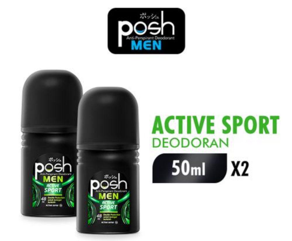 Posh Men Roll On Deodorant Active Sport 50 ml (www.tokopedia.com/wingsofficial)