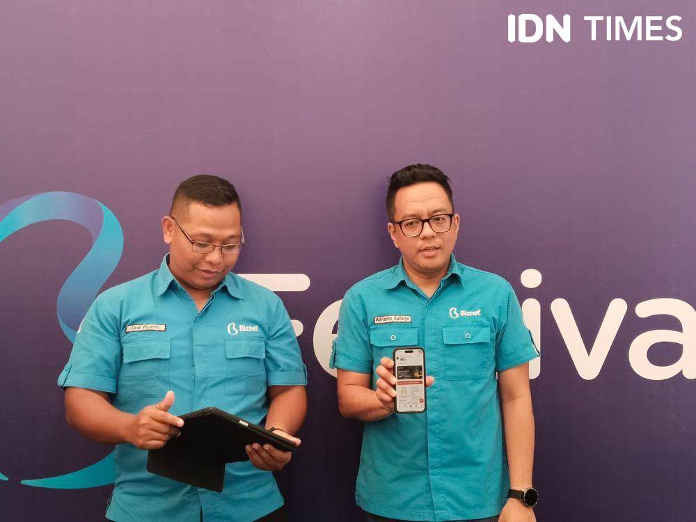 Senior Manager Marketing Biznet, Adrianto sulistyo (kanan) dan Senior Manager Biznet Sumbagsel Dedi Riyanto (kiri). IDN Times/Feny Maulia Agustin