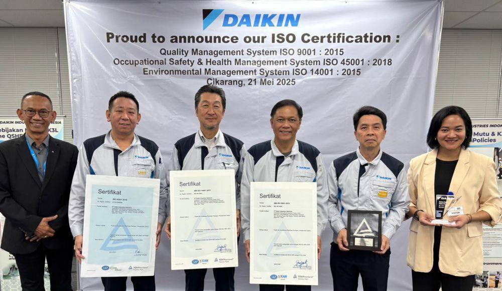 PT Daikin Industries Indonesia (DIID) mengantongi tiga sertifikat ISO. (dok. Daikin)