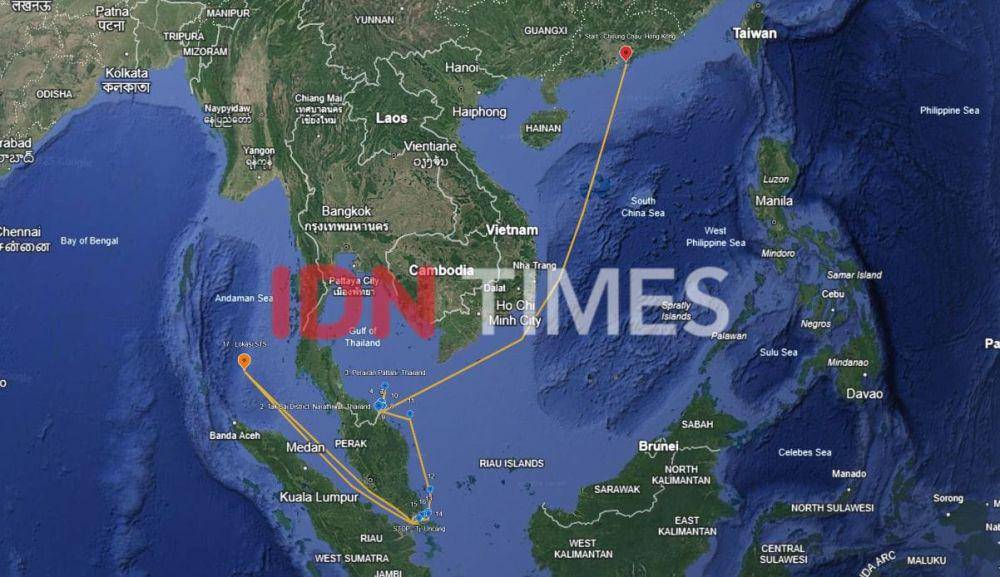 Hasil deteksi pola pelayaran kapal MT Sea Dragon Tarawa (IDN Times/Putra Gema Pamungkas)