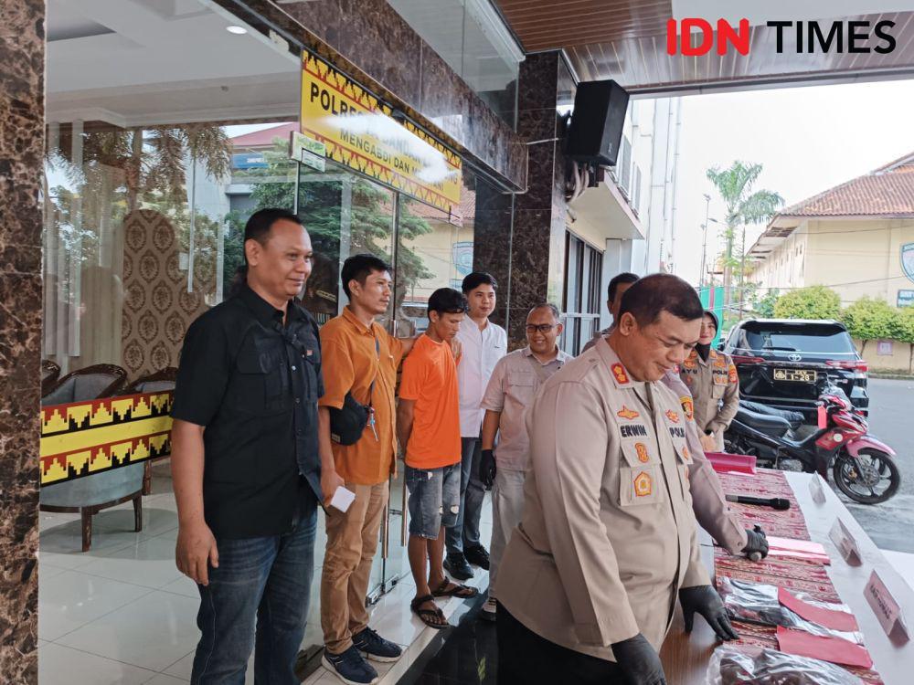 Konferensi pers penangkapan pelaku Hengki, suami bunuh istri di Bandar Lampung. (IDN Times/Tama Yudha Wiguna).