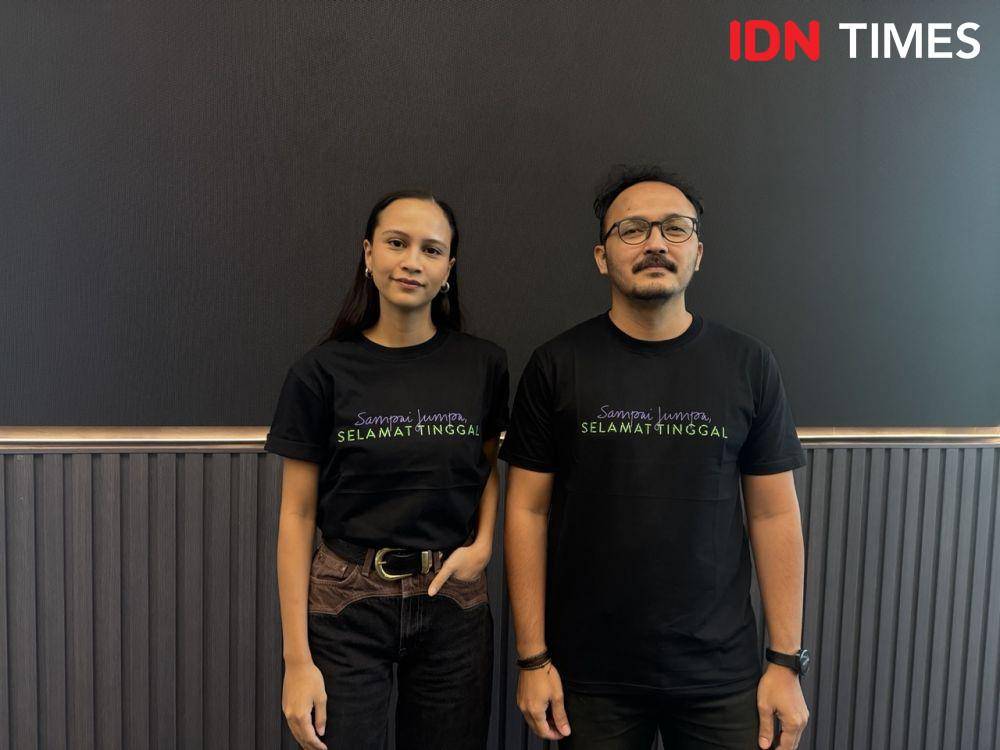 Lutesha dan sutradara film Sampai Jumpa Selamat Tinggal, Adriyanto Dewo pada Selasa (27/5/2025) di kantor IDN (IDN Times/Elizabeth Chiquita)