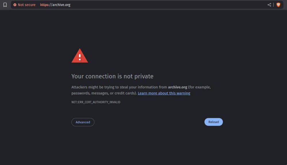 Situs Internet Archive tidak bisa diakses (dok.pribadi/Reyvan Maulid)