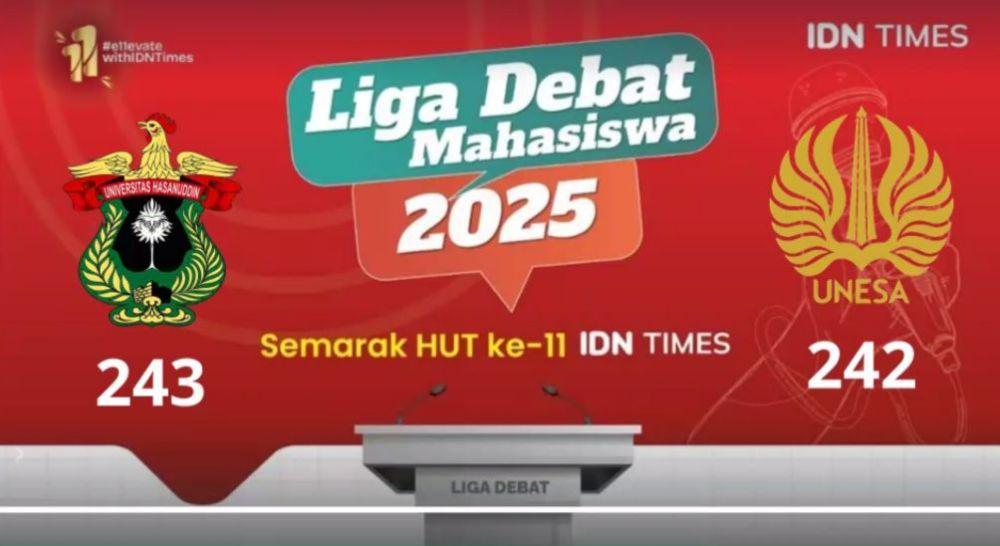 Kandaskan Unesa, Unhas Melaju ke Semifinal Liga Debat Mahasiswa 2025