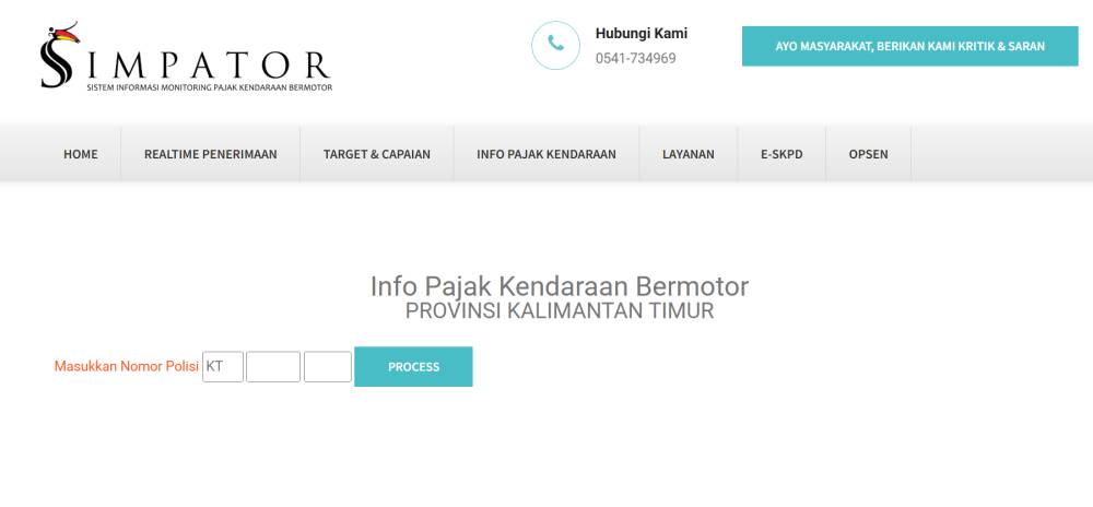 tangkapan layar cek pajak kendaraan (simpator.kaltimprov.go.id)