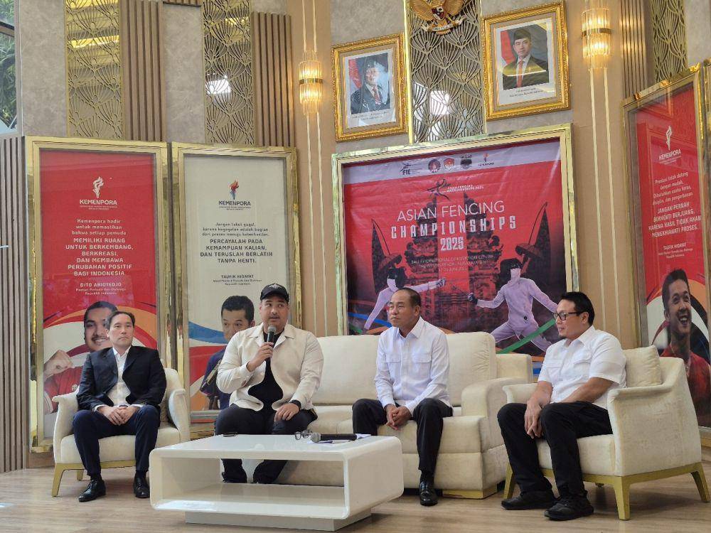 Jumpa pers Kejuaraan Anggar Asia 2025 di Kemenpora. (Dok. IKASI)