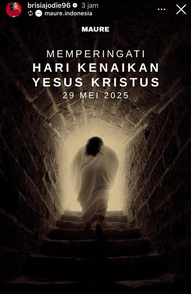 Ucapan artis Kenaikan Isa Almasih 2025 (instagram.com/brisiajodie96)