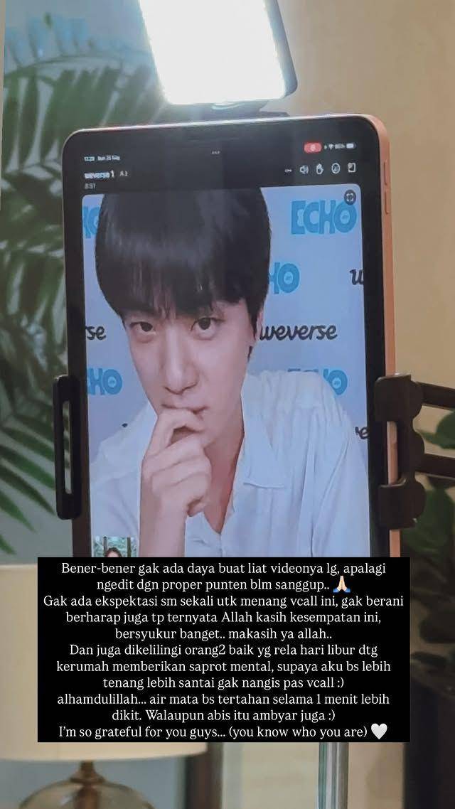 Yunita Siregar video call bareng Jin BTS (instagram.com/yunitasiregar)