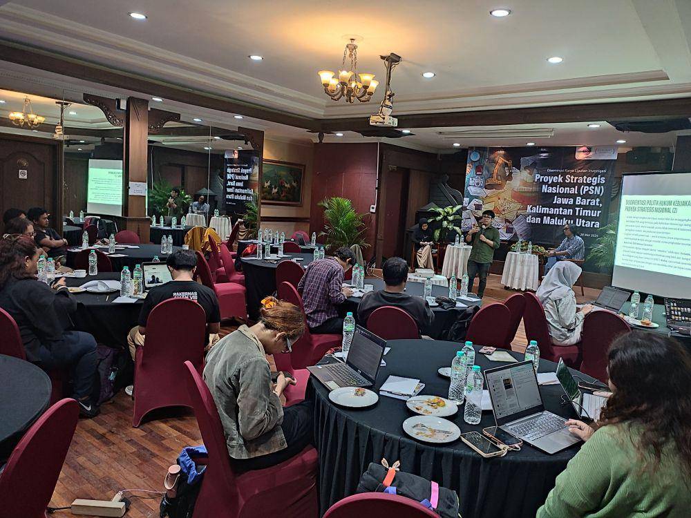 Peluncuran Buku Karya Liputan Investigasi Proyek Strategis Nasional (PSN) di Swiss-Belinn Wahid Hasyim, Jakarta Pusat, Rabu, 28 Mei 2025 . (Dok. AJI Indonesia)