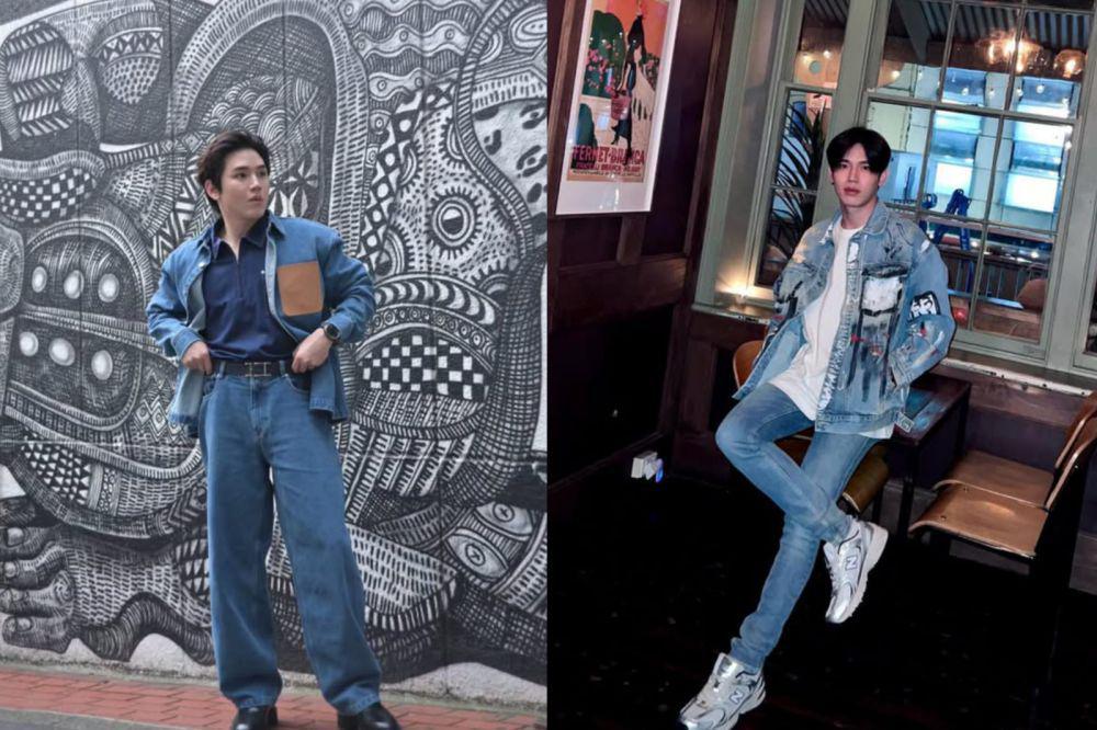 7 Ide Outfit Denim on Denim ala Aktor New Thitipoom, Polished Rebel!