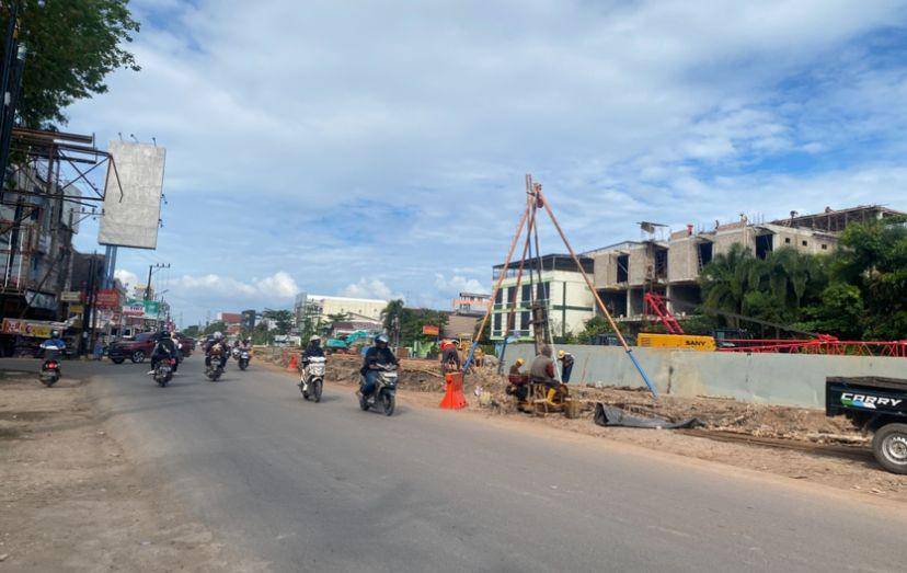 Kondisi proyek revitalisasi Sungai Veteran di Banjarmasin