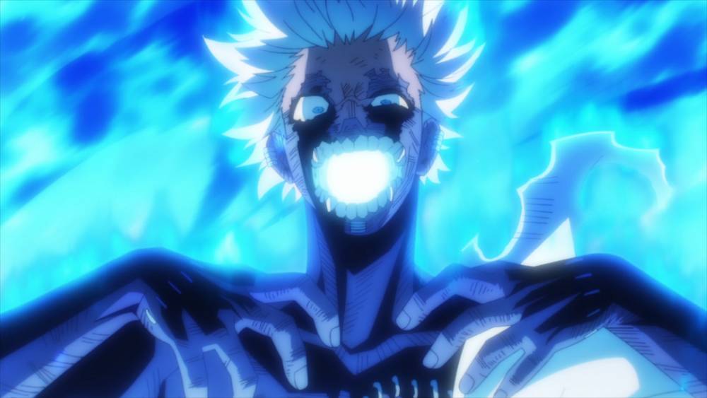 Dabi membakar tubuhnya sendiri. (dok. Bones/My Hero Academia)