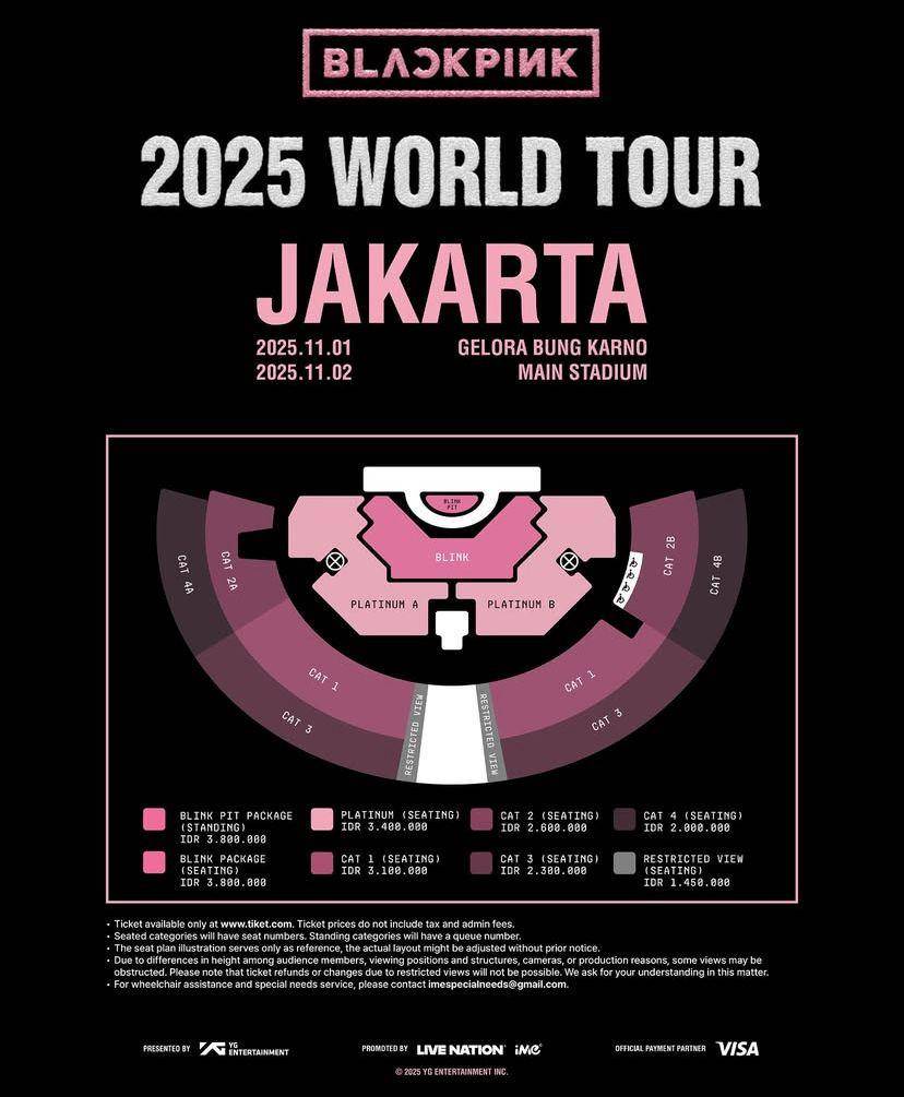 harga tiket konser BLACKPINK di Jakarta 2025 dan cara belinya (Instagram.com/ime_indonesia)