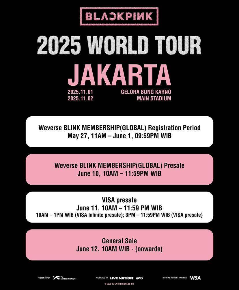 harga tiket konser BLACKPINK di Jakarta 2025 dan cara belinya (Instagram.com/ime_indonesia)
