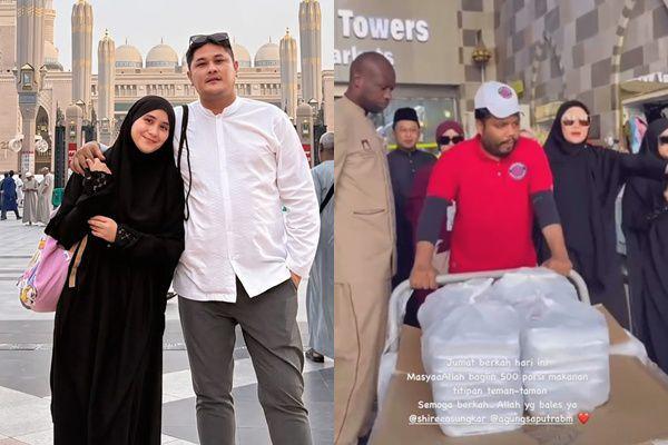 7 Potret Ryana Dea Bagi-Bagi Makanan untuk Jemaah di Tanah Suci