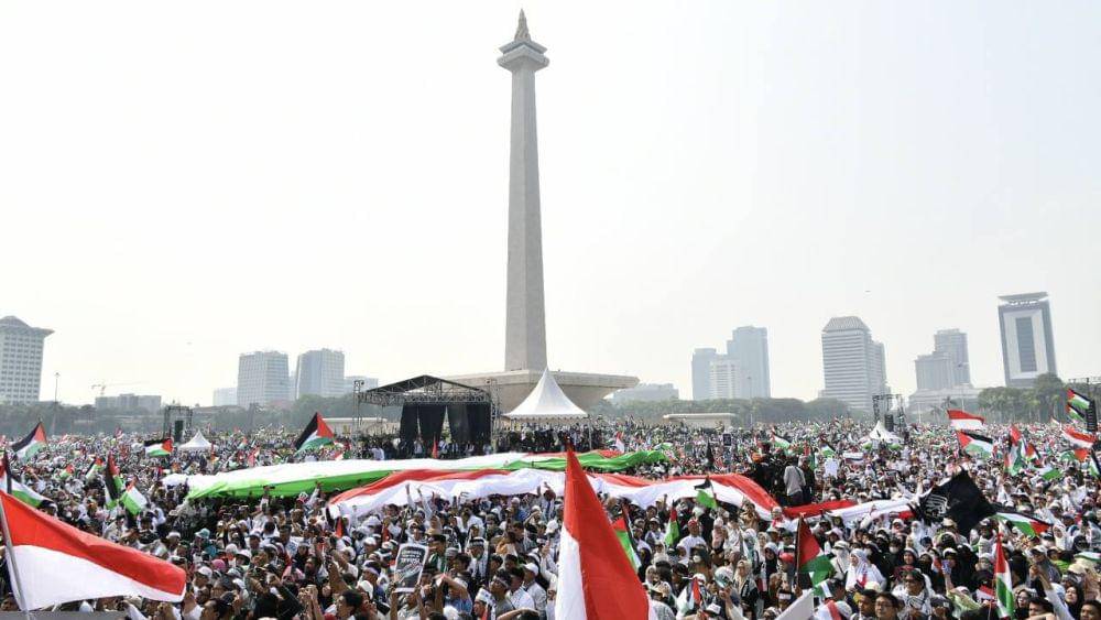 Massa Aksi Bela Palestina di Indonesia (Sumber: People Dispatch)