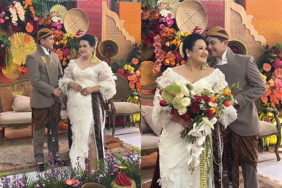 7 Gaya Putri Habibie di Resepsi Pernikahan, Padukan Gaun dan Batik