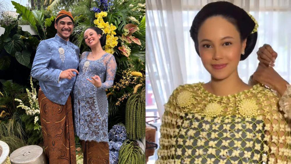 7 Gaya Mitoni Anggika Bolsterli, Bernuansa Biru