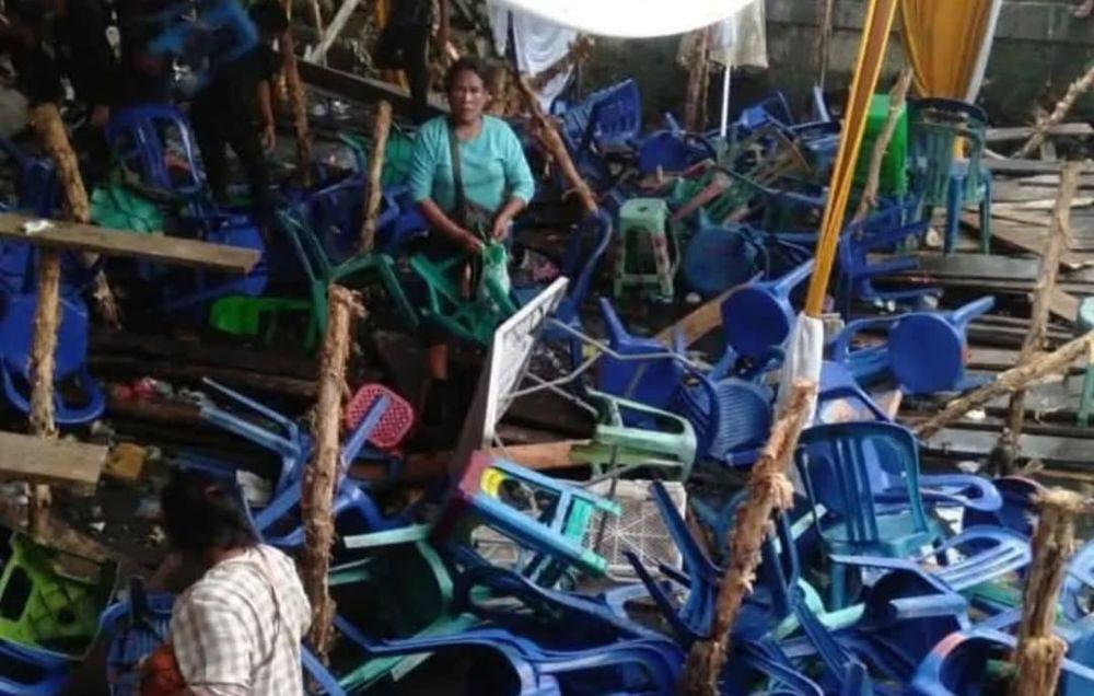 Panggung Kondangan di Palembang Roboh Saat Musik Remix Diputar