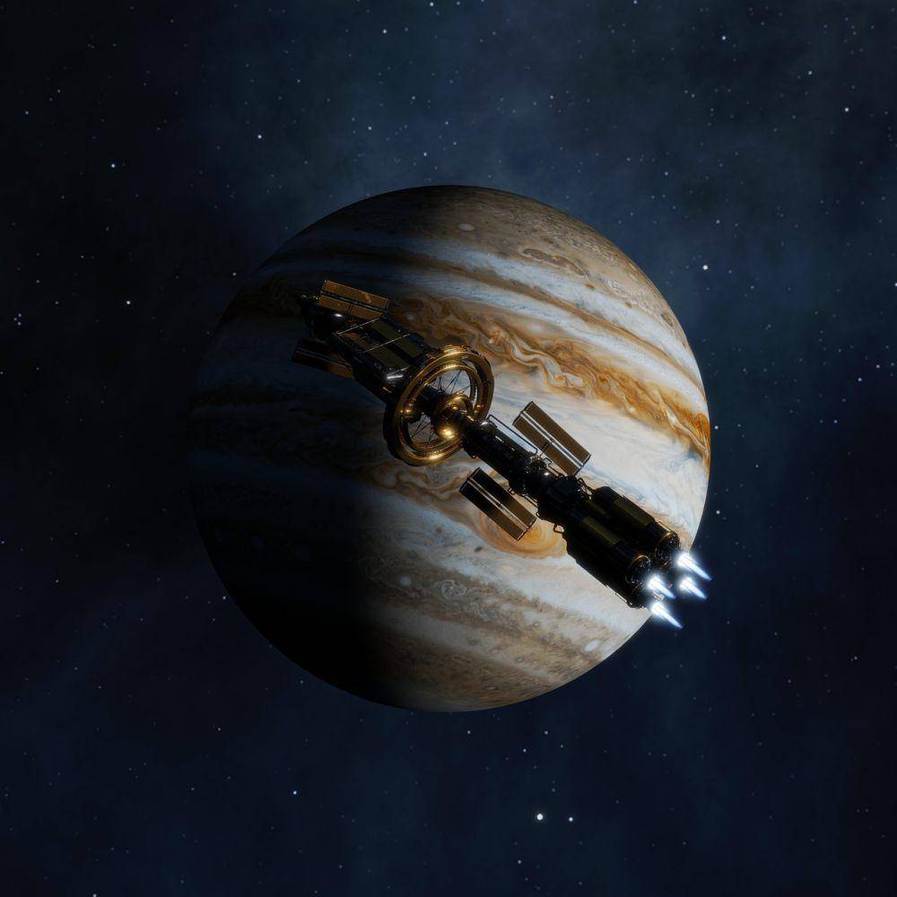 ilustrasi satelit buatan dan Jupiter (pixabay.com/AdisResic)