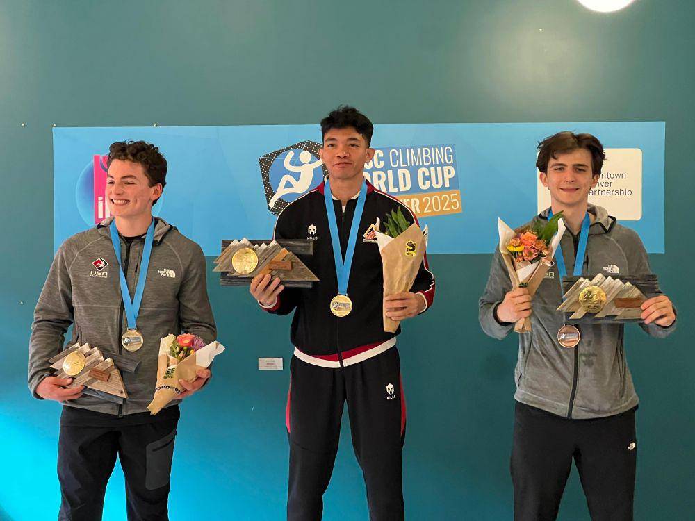 Kiromal Katibin menjadi juara di IFSC Climbing World Cup Denver 2025, Amerika Serikat (dok.FPTI)