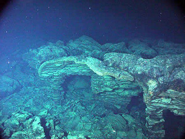 potret tekstur aliran lava bawah laut dari letusan Axial Seamount (commons.wikimedia.org/NOAA)