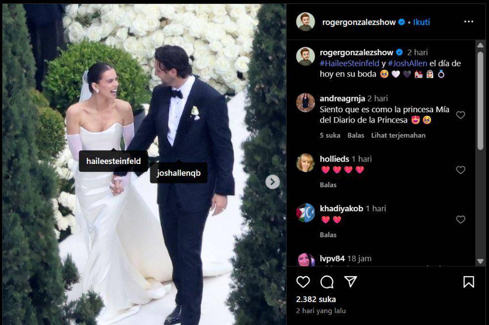 Potret Hailee Steinfeld dan Josh Allen menikah (instagram.com/rogergonzalezshow)
