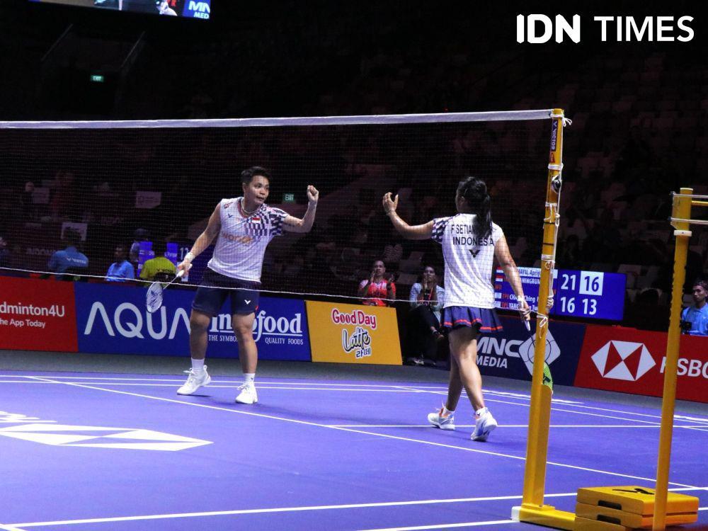 Apriyani Rahayu/Febi Setianingrum di 32 besar Indonesia Open 2025 (IDN Times/Aditya Mustaqim)
