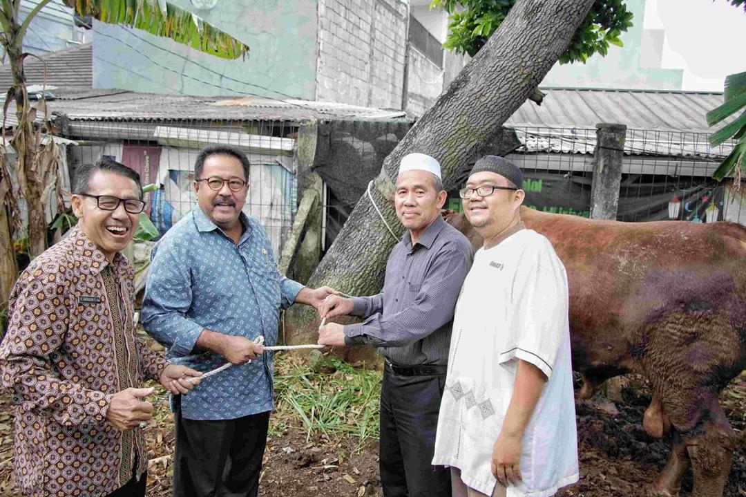 Wagub Rano Karno  Kurban 2 Sapi dan 2 Kambing Jawa di Cilandak