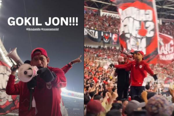 7 Potret Ibnu Jamil Jadi Capotifo di Laga Timnas vs China di GBK