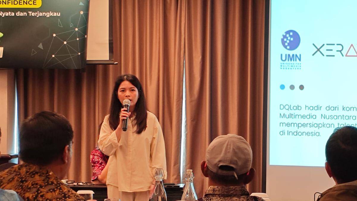 Yovita Surianto, Program Manager DQLab pada Grand Launching AI Training Center pada Jumat (5/6/2025) di Kimaya Slipi Jakarta by Harris, Jakarta Barat. (IDN Times/Febriyanti Revitasari)