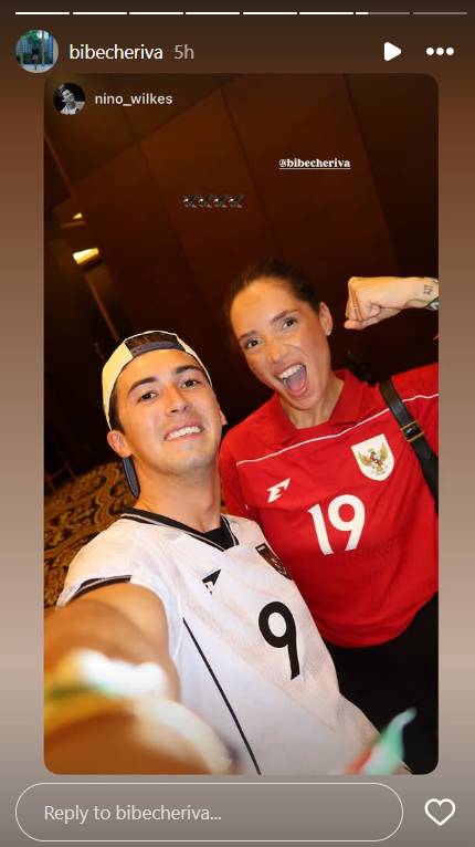WAGs dukung pasangan di laga Indonesia vs China (instagram.com/bibecheriva)