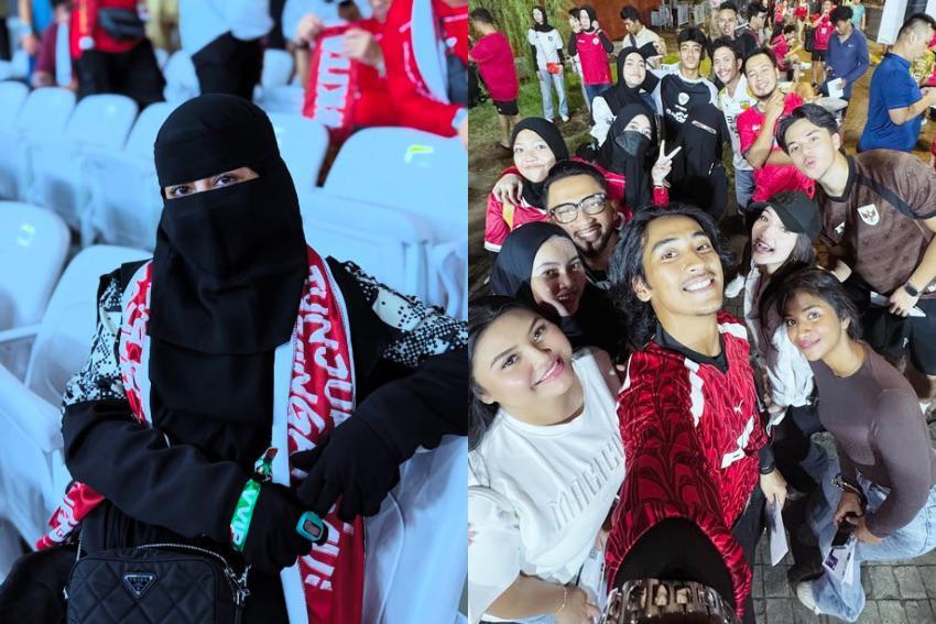 7 Potret Umi Pipik Dukung Menantu di Laga Indonesia Vs China