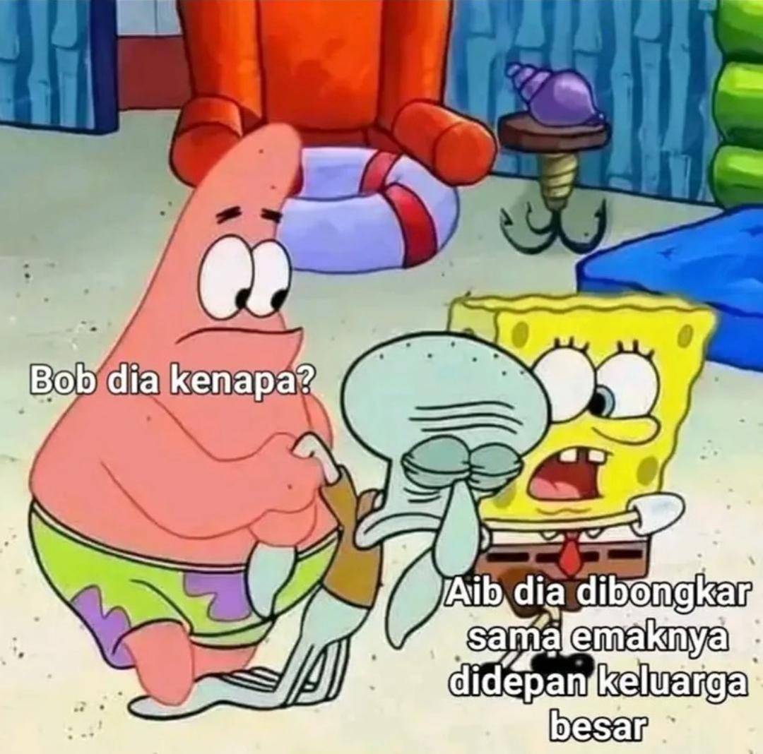 Meme dikeroyok realita (instagram.com/memespongebob.id)