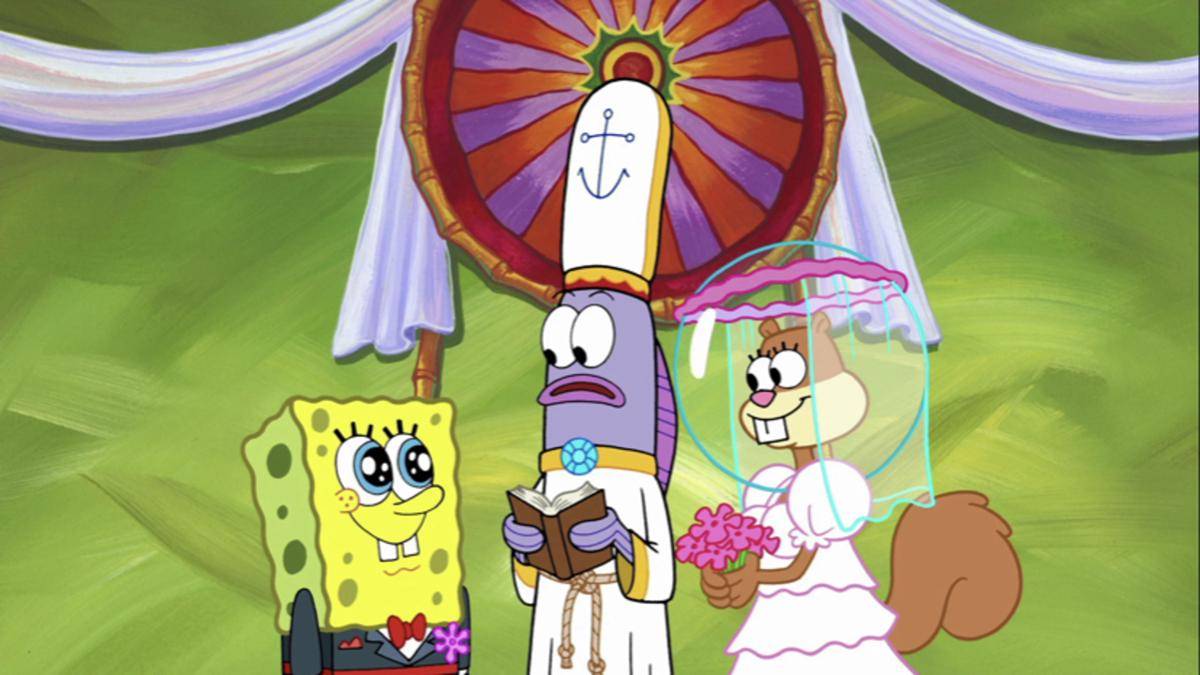 simbol jangkar tampak terlihat pada topi pendeta (dok.Nickelodeon/SpongeBob SquarePants)
